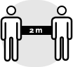 Physical distance of two metres between two people